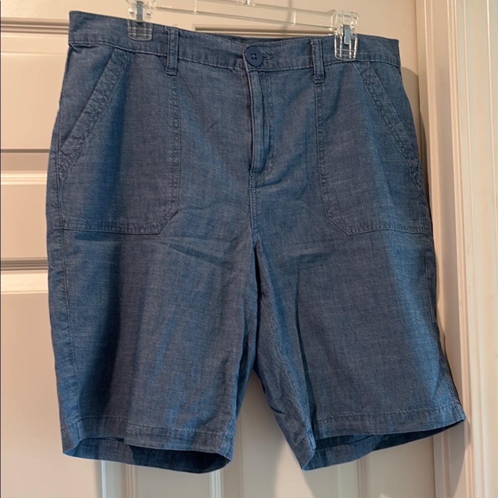 Karen Scott Blue Bermuda Shorts Mid-Length Casual